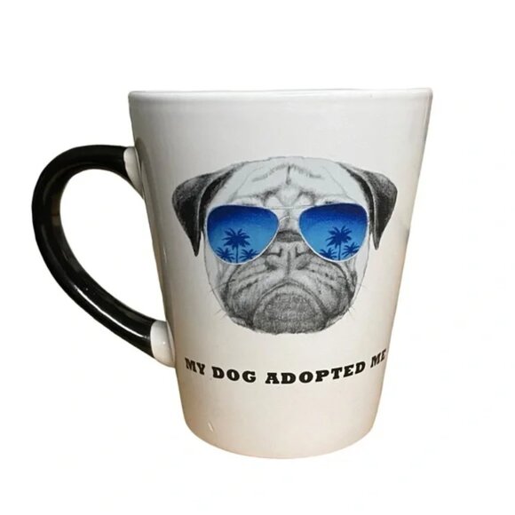 PUG mug and FRENCH BULLDOG notepad MY DOG ADOPTED ME ceramic coffee teacup cutie - Picture 3 of 14